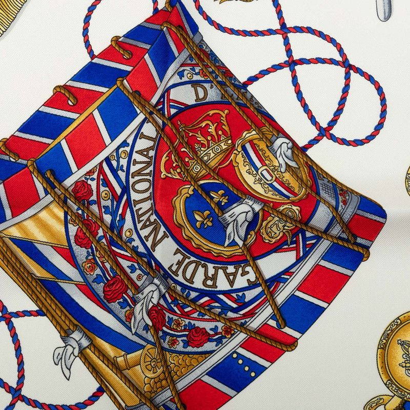 Hermes Carre 90 les Tambour Drum Scarf Blue Multicolor Silk — view 4