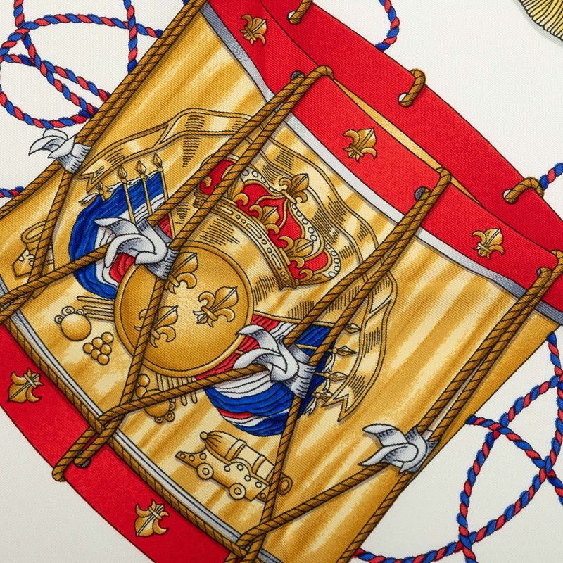 Hermes Carre 90 les Tambour Drum Scarf Blue Multicolor Silk — view 3