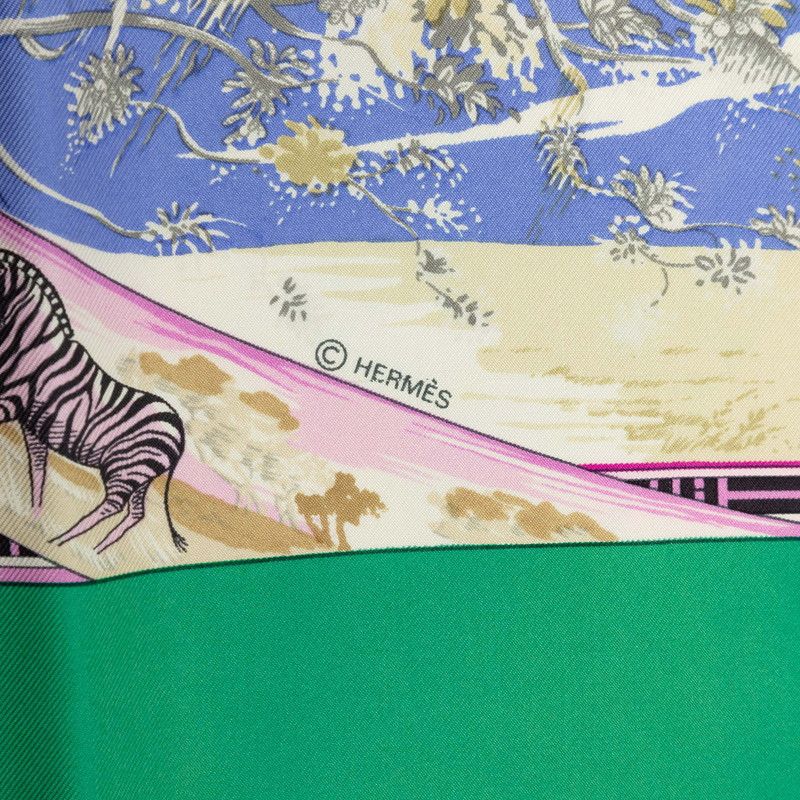 Hermes Carre 90 Tropiques Tropical Scarf Green Multicolor Silk — view 4