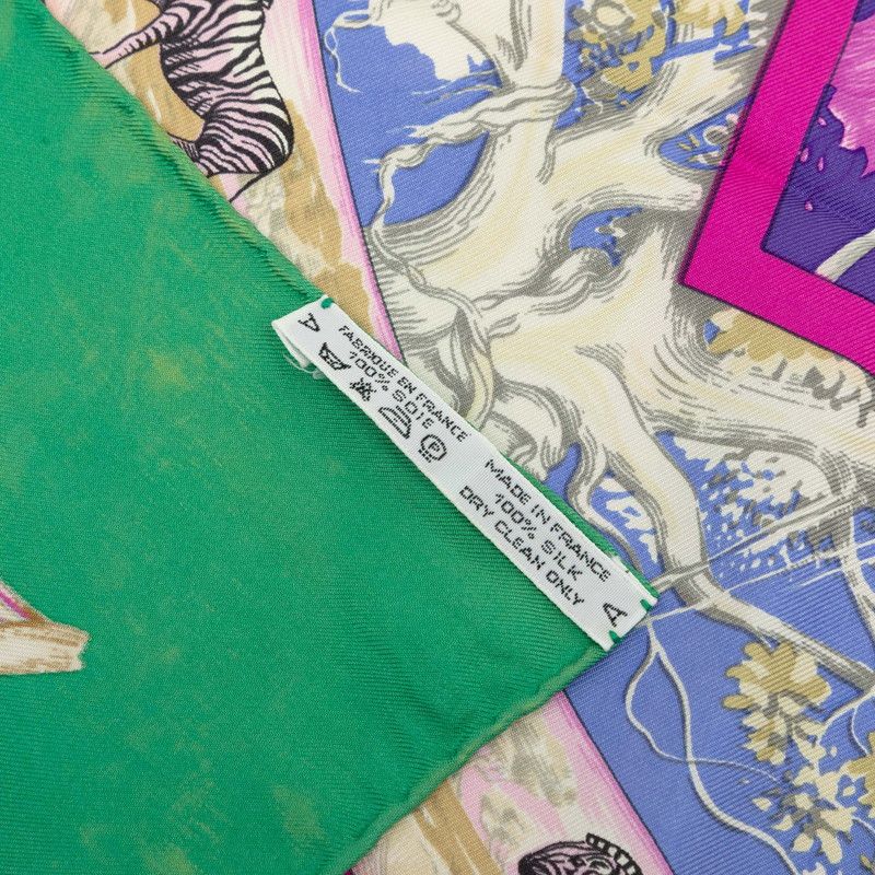 Hermes Carre 90 Tropiques Tropical Scarf Green Multicolor Silk — view 8