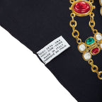 Chanel Gem Motif Scarf Black Multicolor Silk — view 5