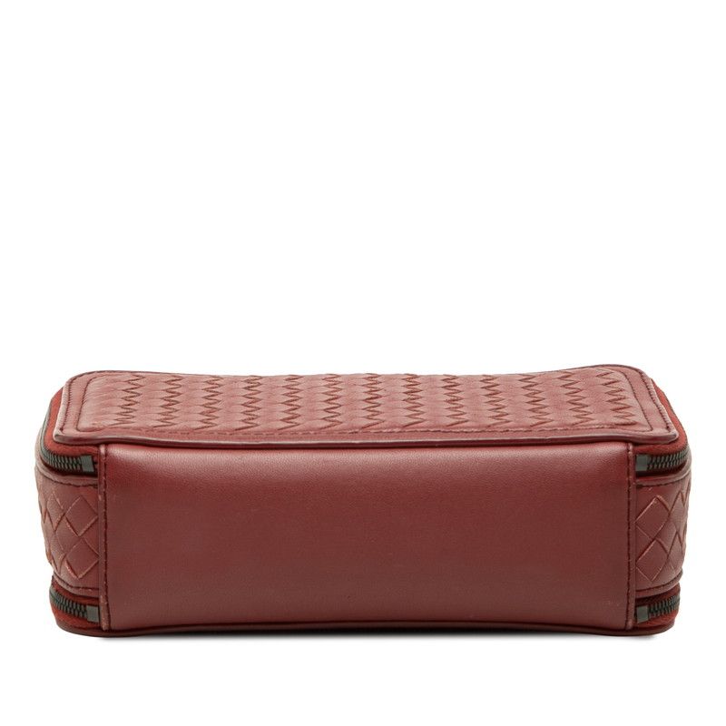 Bottega Veneta Intrecciato Chain Wallet Shoulder Bag Red Leather — view 3