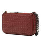 Bottega Veneta Intrecciato Chain Wallet Shoulder Bag Red Leather — view 2