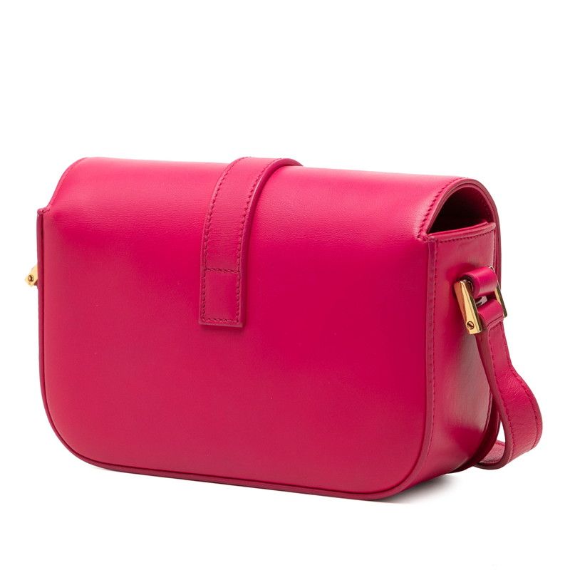 Saint Laurent Cassandra YSL Logo Crossbody Shoulder Bag Pink Gold Leather — view 2
