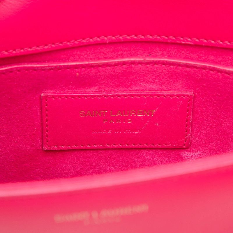 Saint Laurent Cassandra YSL Logo Crossbody Shoulder Bag Pink Gold Leather — view 5
