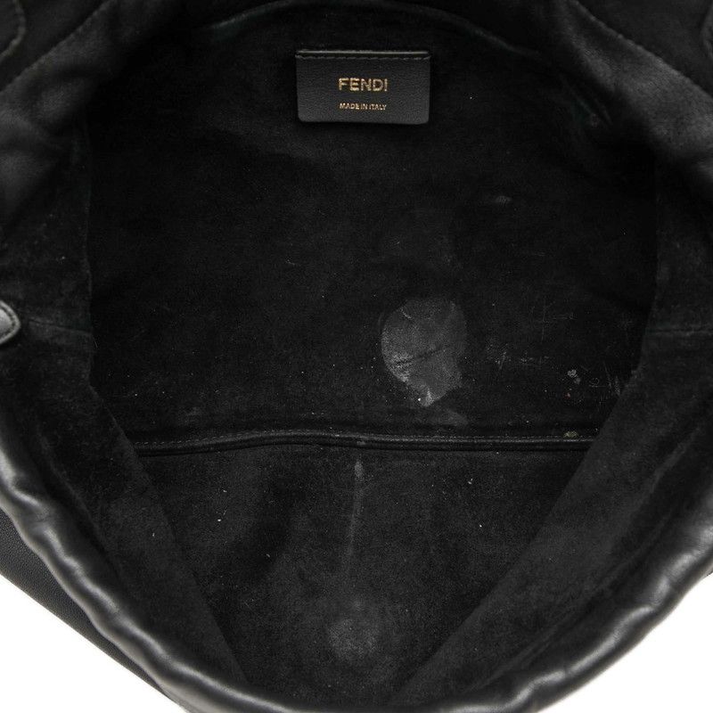 Fendi Mamma Bucket Medium FF Logo Bag Black Gold Leather — view 4