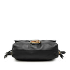 Fendi Mamma Bucket Medium FF Logo Bag Black Gold Leather — view 3