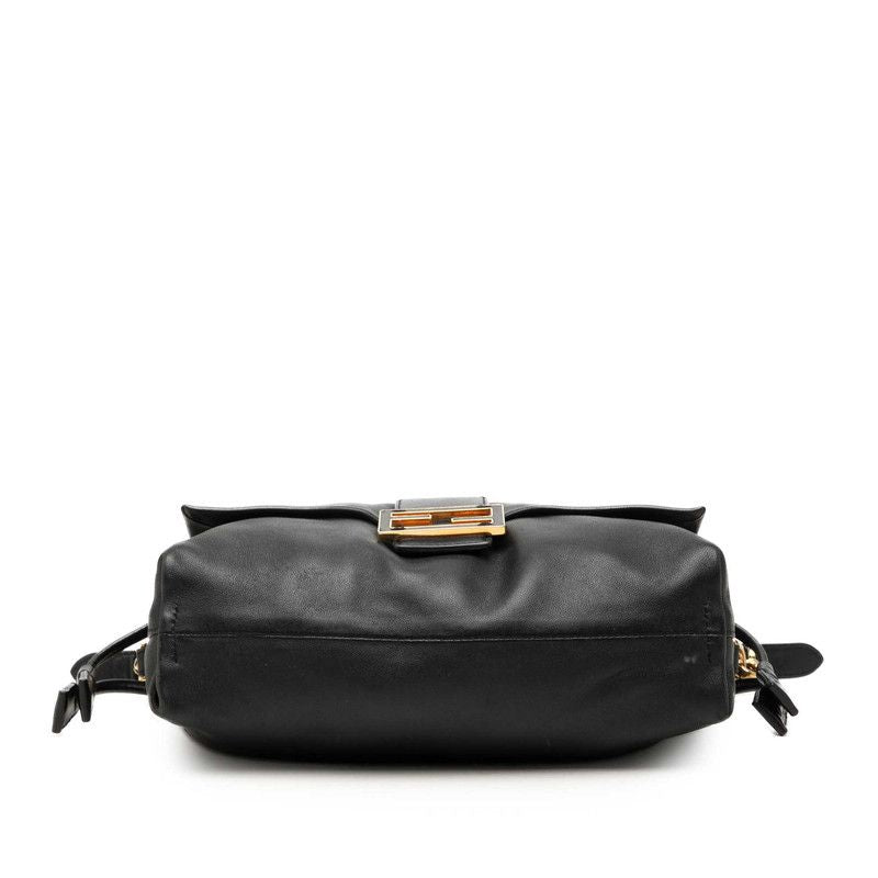 Fendi Mamma Bucket Medium FF Logo Bag Black Gold Leather — view 3