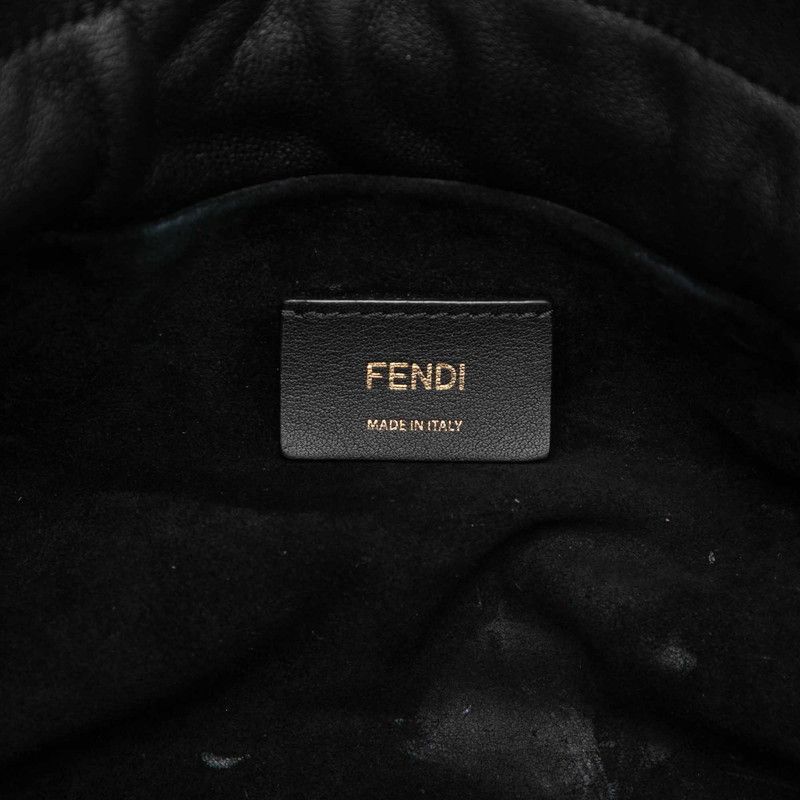 Fendi Mamma Bucket Medium FF Logo Bag Black Gold Leather — view 5
