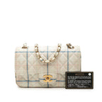 Chanel CC Logo Mini Quilted 20 Plaid Chain Shoulder Bag Ivory Gold Multicolor — view 7