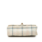 Chanel CC Logo Mini Quilted 20 Plaid Chain Shoulder Bag Ivory Gold Multicolor — view 3