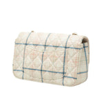 Chanel CC Logo Mini Quilted 20 Plaid Chain Shoulder Bag Ivory Gold Multicolor — view 2