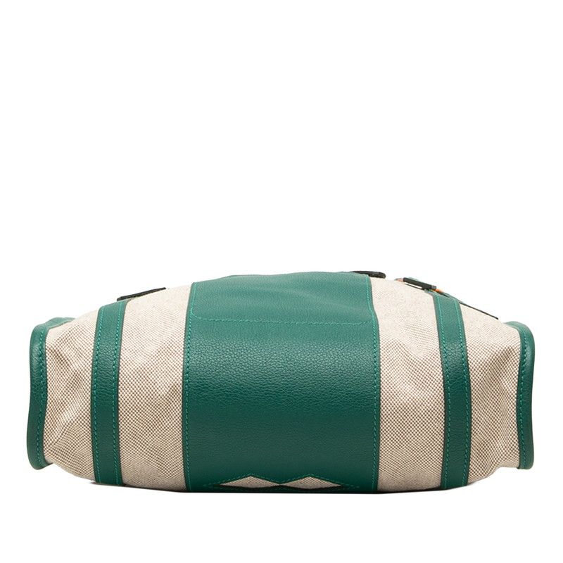 Hermes Petit H Dream Earrings Back Tote Shoulder Bag Green Beige Toile H Veau — view 3