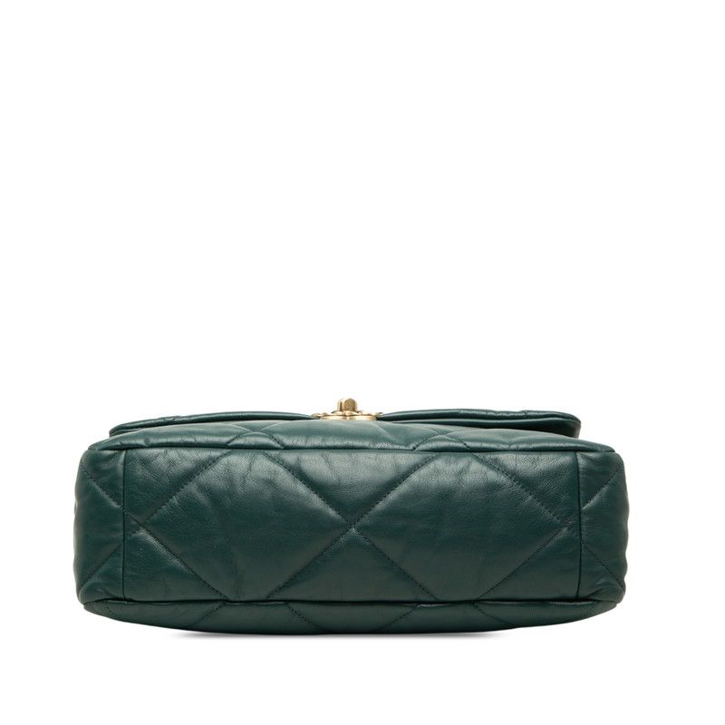 Chanel CC Logo Chanel 19 Dixneuf Quilted Chain Shoulder Bag Dark Green Gold — view 3