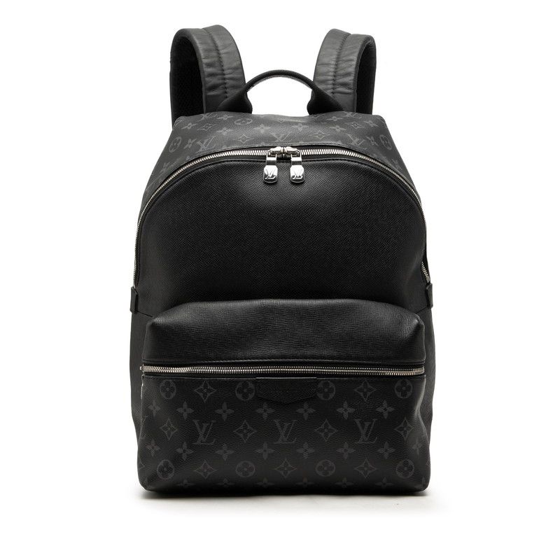 Louis Vuitton Monogram Eclipse Taiga Discovery Backpack Black Leather