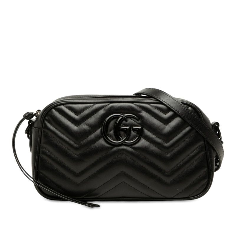 Gucci GG Marmont Crossbody Chain Shoulder Bag Black Leather