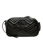 Gucci GG Marmont Crossbody Chain Shoulder Bag Black Leather
