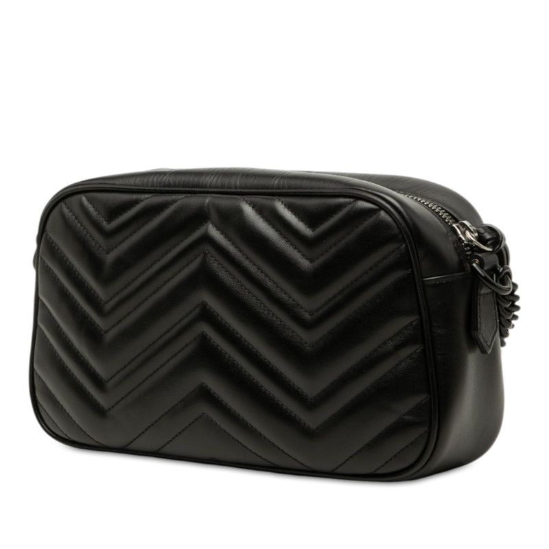 Gucci GG Marmont Crossbody Chain Shoulder Bag Black Leather — view 2