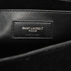 Saint Laurent YSL Logo Crossbody Shoulder Bag Black Velour Leather — view 5