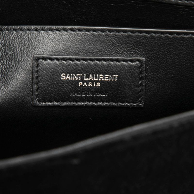 Saint Laurent YSL Logo Crossbody Shoulder Bag Black Velour Leather — view 5