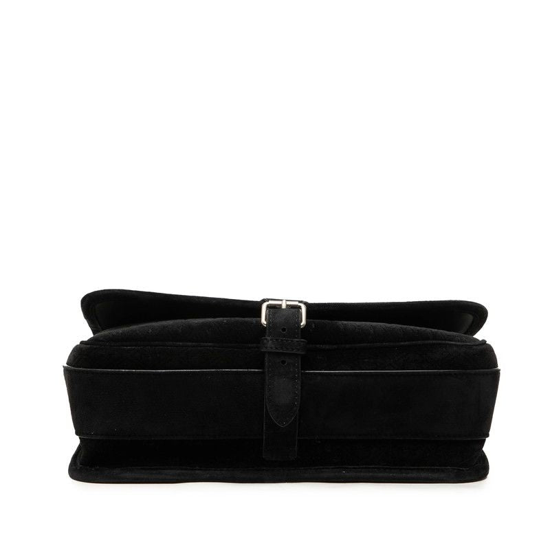 Saint Laurent YSL Logo Crossbody Shoulder Bag Black Velour Leather — view 3