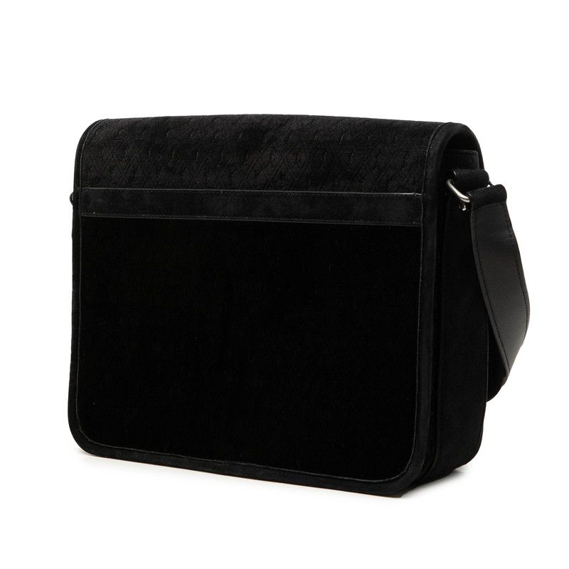 Saint Laurent YSL Logo Crossbody Shoulder Bag Black Velour Leather — view 2