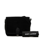 Saint Laurent YSL Logo Crossbody Shoulder Bag Black Velour Leather — view 7