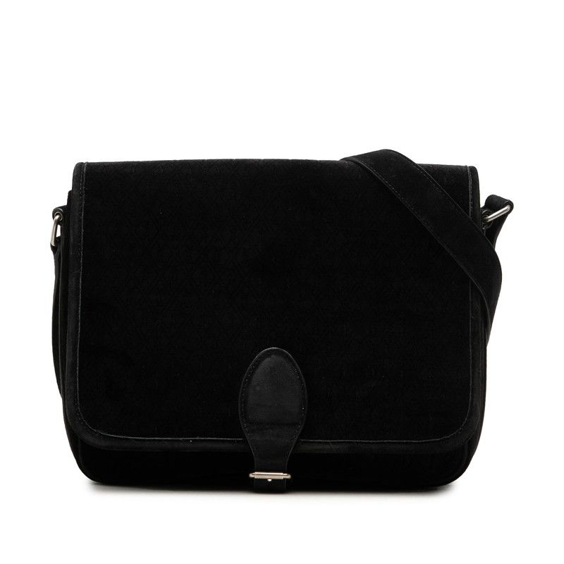 Saint Laurent YSL Logo Crossbody Shoulder Bag Black Velour Leather