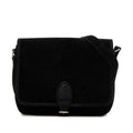 Saint Laurent YSL Logo Crossbody Shoulder Bag Black Velour Leather