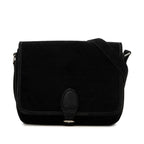 Saint Laurent YSL Logo Crossbody Shoulder Bag Black Velour Leather