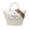 Prada Canapa Tote Shoulder Bag White Canvas