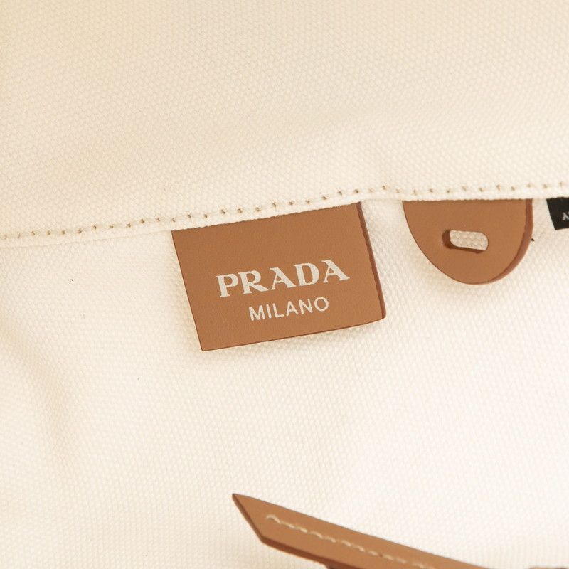 Prada Canapa Tote Shoulder Bag White Canvas — view 5