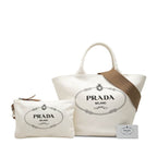Prada Canapa Tote Shoulder Bag White Canvas — view 6