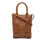 Bottega Veneta Maxi Intrecciato Mini Tote Shoulder Bag Pochette 2-Way Brown