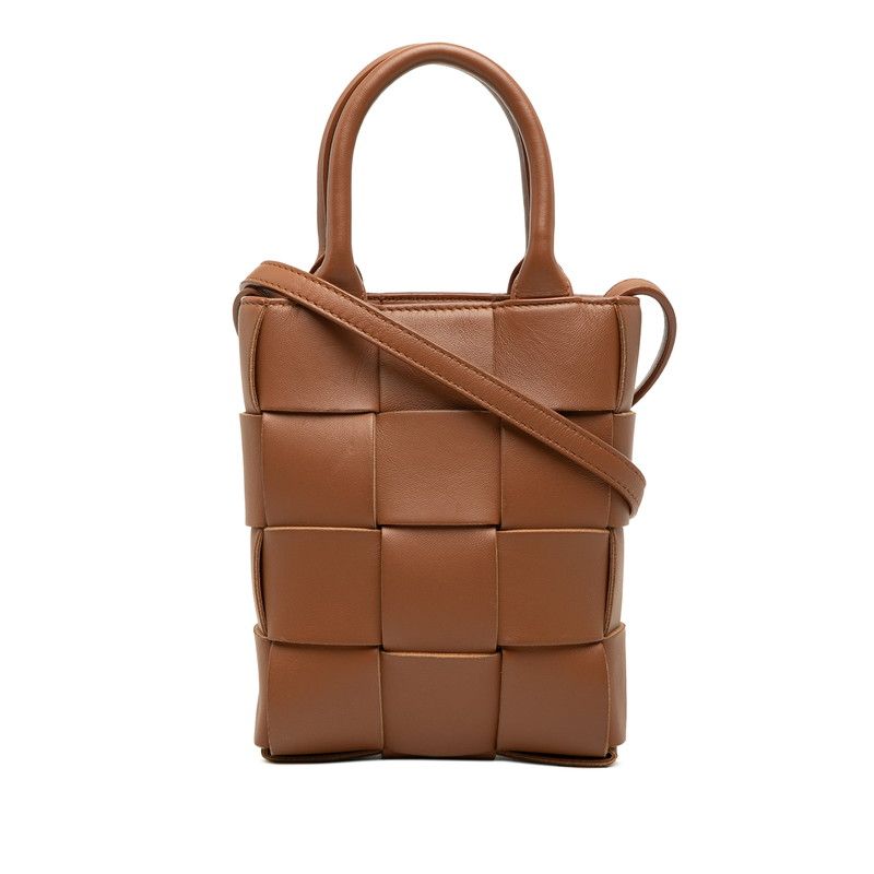 Bottega Veneta Maxi Intrecciato Mini Tote Shoulder Bag Pochette 2-Way Brown