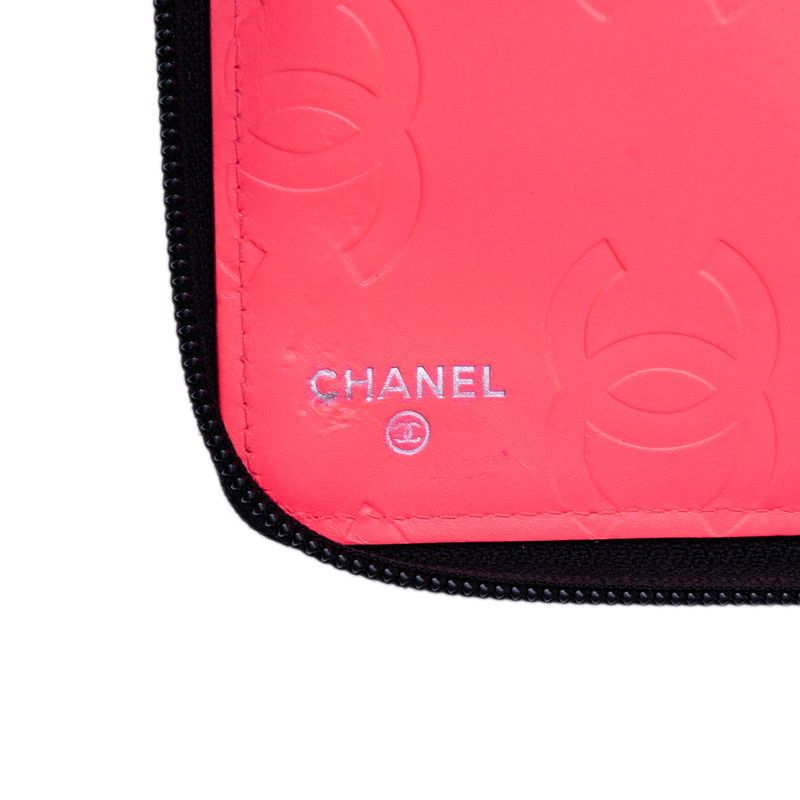 Chanel Cambon Line CC Logo Zip Around Wallet Black Silver Calfskin Patent — view 5