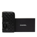 Chanel Cambon Line CC Logo Zip Around Wallet Black Silver Calfskin Patent — view 7