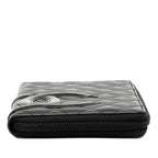 Chanel Cambon Line CC Logo Zip Around Wallet Black Silver Calfskin Patent — view 3
