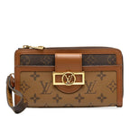 Louis Vuitton Monogram Reverse Zippy Dauphine L-shaped Zipper Wallet Brown