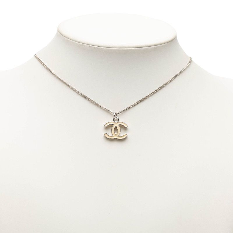 Chanel CC Logo Pendant Silver White Metal — view 5
