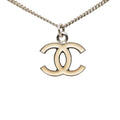 Chanel CC Logo Pendant Silver White Metal