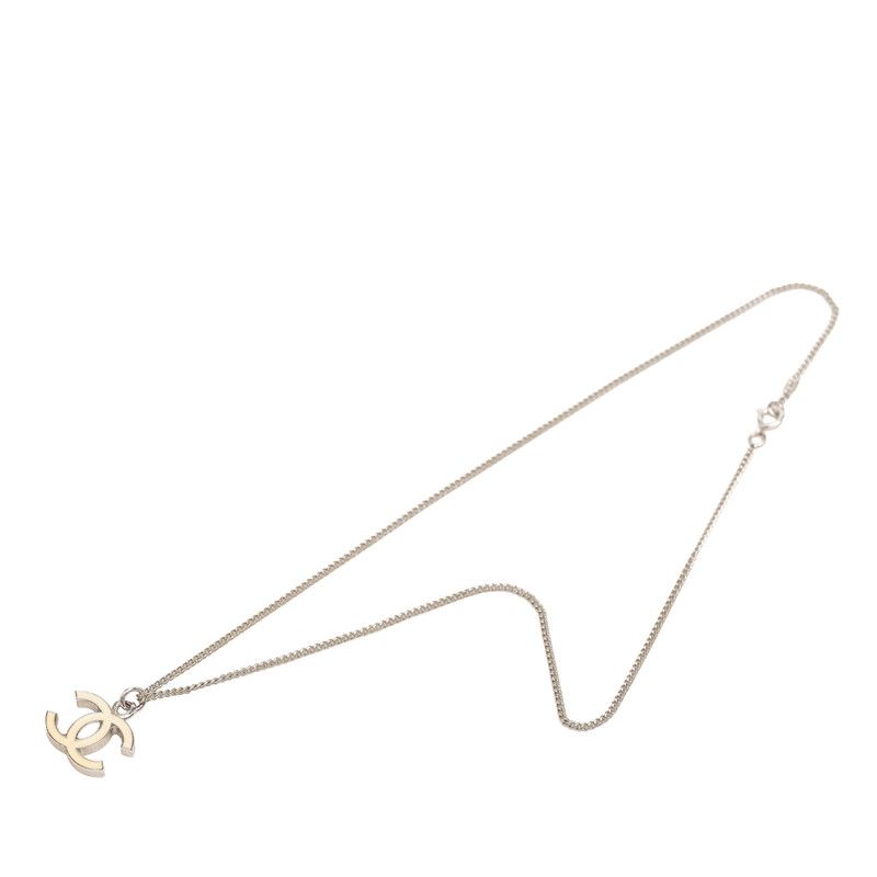 Chanel CC Logo Pendant Silver White Metal — view 4