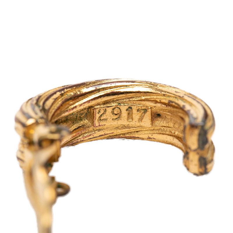 Chanel CC Logo Vintage Hoop Earrings 93P Gold Plated — view 4