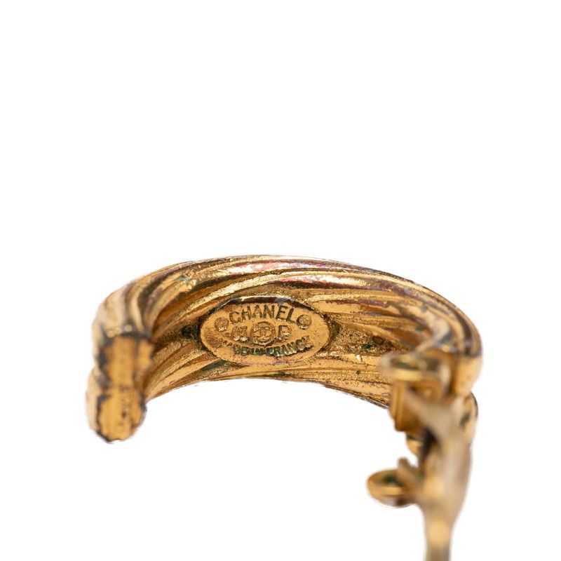 Chanel CC Logo Vintage Hoop Earrings 93P Gold Plated — view 3