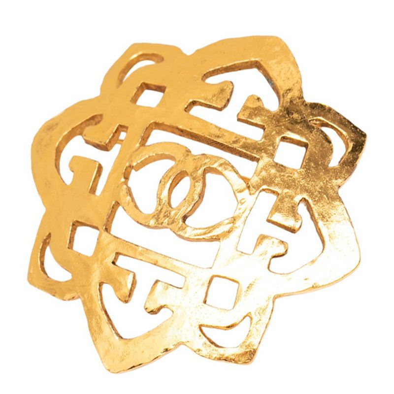 Chanel CC Logo Brooch Gold Plated