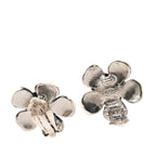 Chanel CC Logo Camellia Earrings 06P Silver White Black Plastic Metal — view 3
