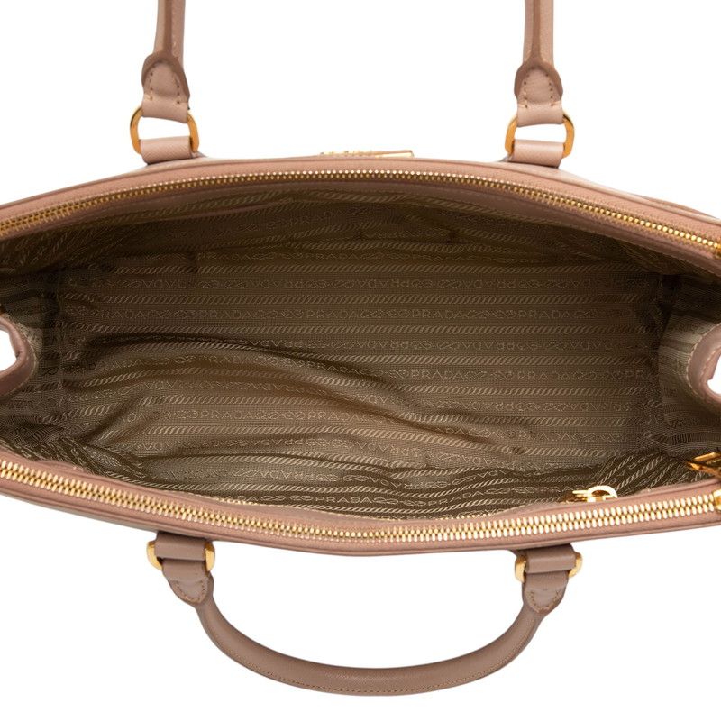 Prada Saffiano Galleria 2-Way Shoulder Bag Pink Beige Leather — view 4