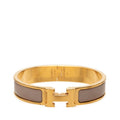 Hermes Clic H PM Bracelet Bangle Gold Greige Plated Enamel