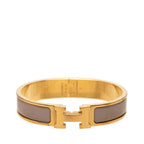 Hermes Clic H PM Bracelet Bangle Gold Greige Plated Enamel