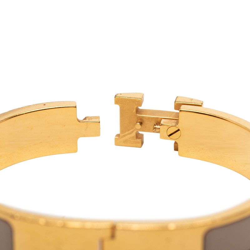 Hermes Clic H PM Bracelet Bangle Gold Greige Plated Enamel — view 4